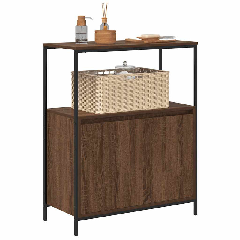 Steel Bathroom Cabinet, Brown Oak