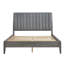 Lit plateforme grand moderne, tête de lit en velours, pieds en bois massif gris, meubles de chambre à coucher, revêtement en tissu sans sommier,-121116456