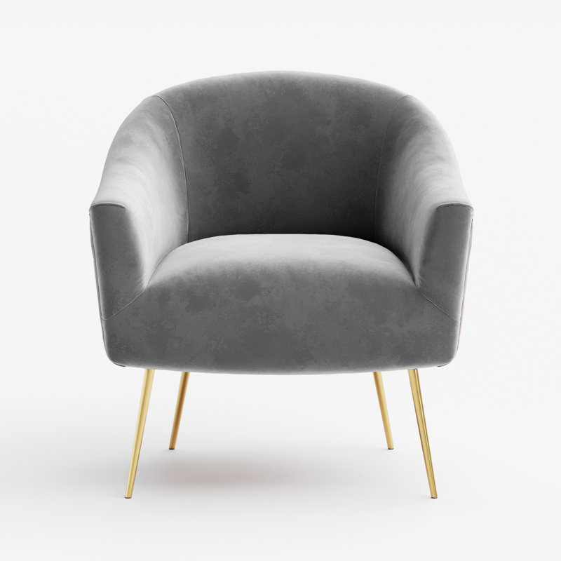 Darrell Upholstered Armchair, Gray Velvet