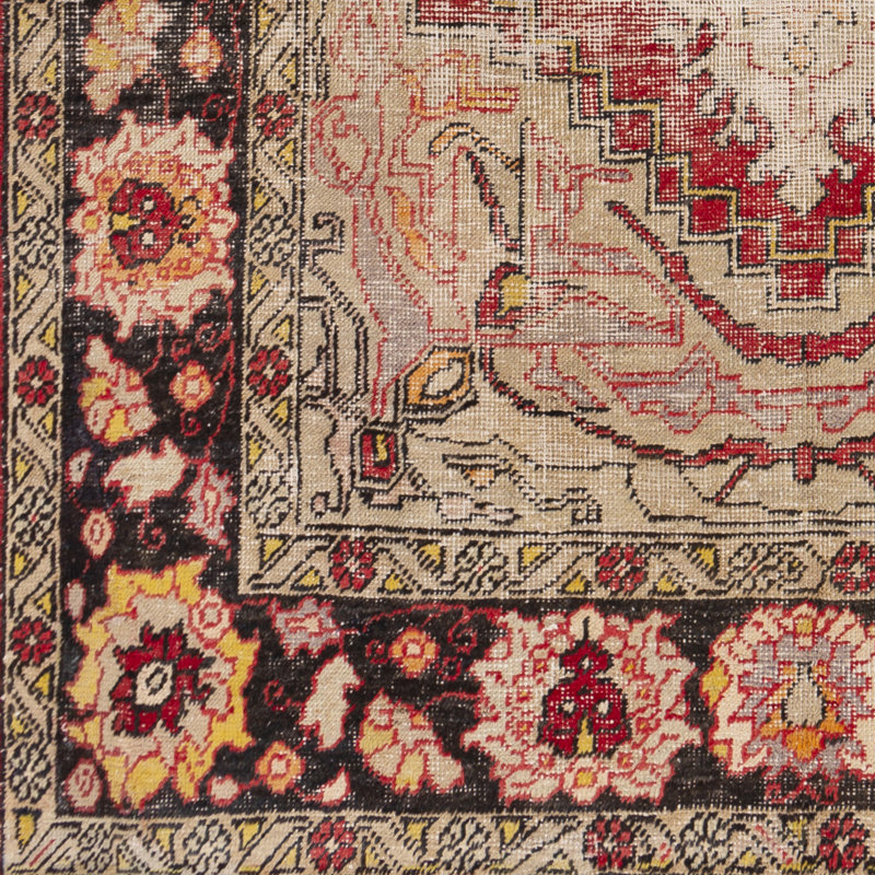 Tapis en laine rouge/noir 6 pi 7 po x 11 pi 8 po one-of-kind-noué la main Oktaha