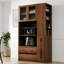 Armoire de cuisine autoportante de 70,87 pouces, comprenant un support de rangement coulissant à plusieurs couches, une tablette latérale à 4 niveaux, 2 tiroirs et une porte en verre, une armoire alimentaire multifonctionnelle avec support à micro-ondes pour la salle à manger