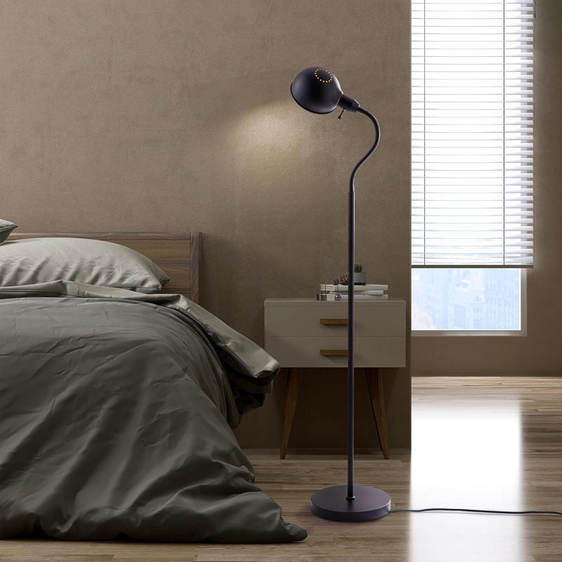 Adjustable Floor Lamp with Flexible Gooseneck and Rotatable Shade, E26 Socket, 10-Inch Base - Ideal for Reading, Bedside, Living Room.