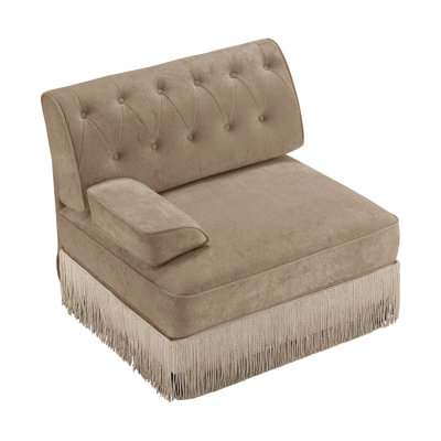 Fauteuil modulaire en velours Camel - Composant modulaire 1 place contemporain avec mousse haute densité
