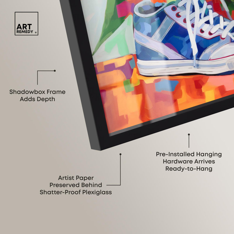 Art mural coloré par Sneaker, H 41 po x l 41 po, Noir