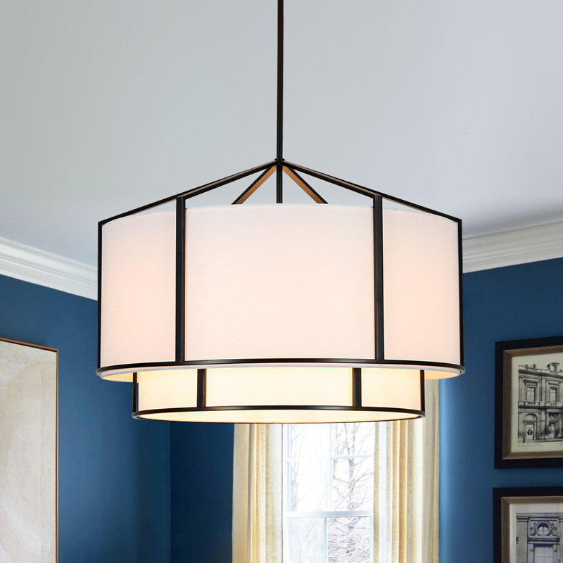 6-Light Classic Tiered Fabric Drum Chandelier