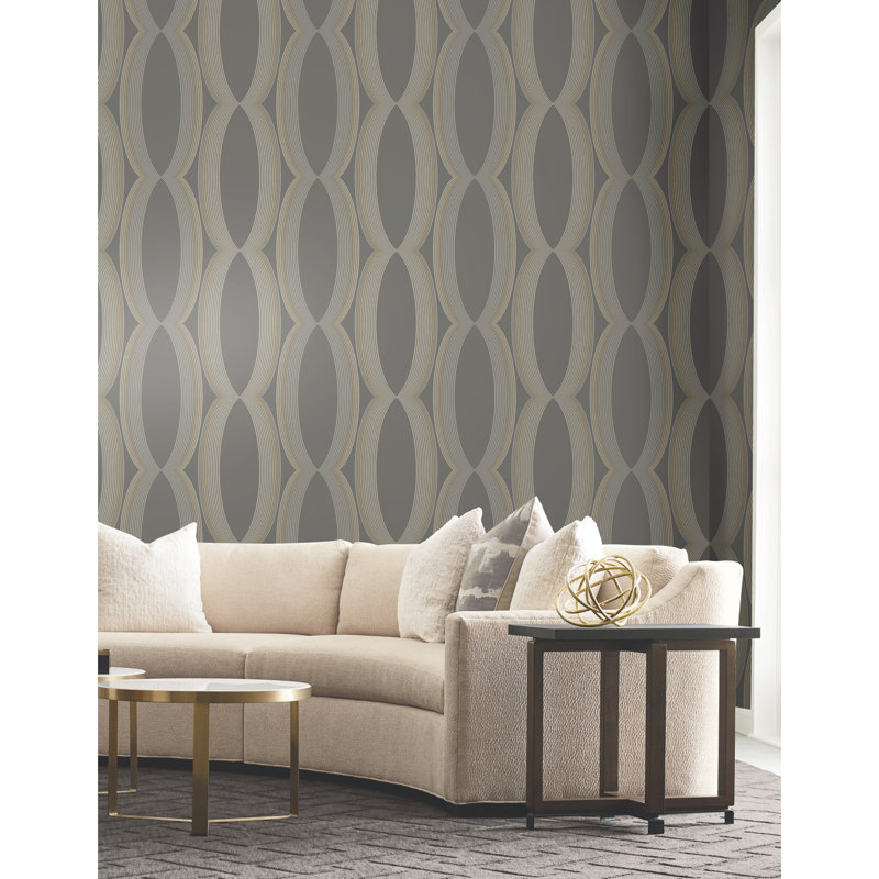 Progression Ogee Wallpaper Roll, Charcoal