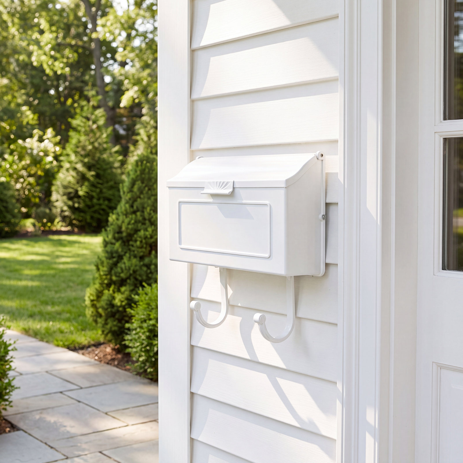 Cast Aluminum Wall-Mounted Mailbox, White