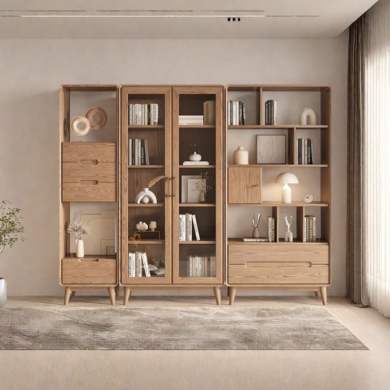 Bibliothèque moderne en bois massif de style simple