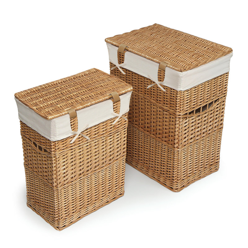 Ensemble de 2 paniers à linge en osier, Naturel