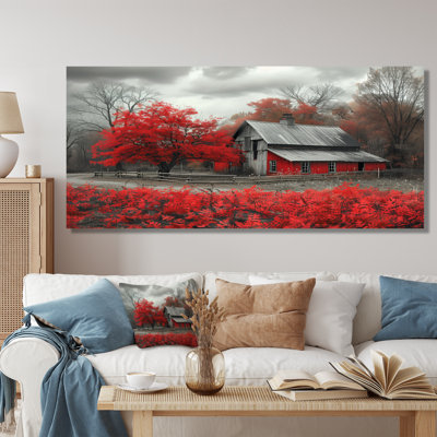 Red And Grey Autumn Barn Refuge II - Barn Wall Art