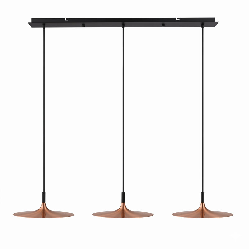 Judi 3-Light LED Kitchen Island Cone Pendant, Copper
