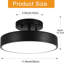 Plafonnier semi-encastré, éclairage de plafond près du plafond de 12 po, luminaire à DEL de 18 W, cadre en métal et abat-jour en acrylique, 4 000 K, sans intensité variable-100174632