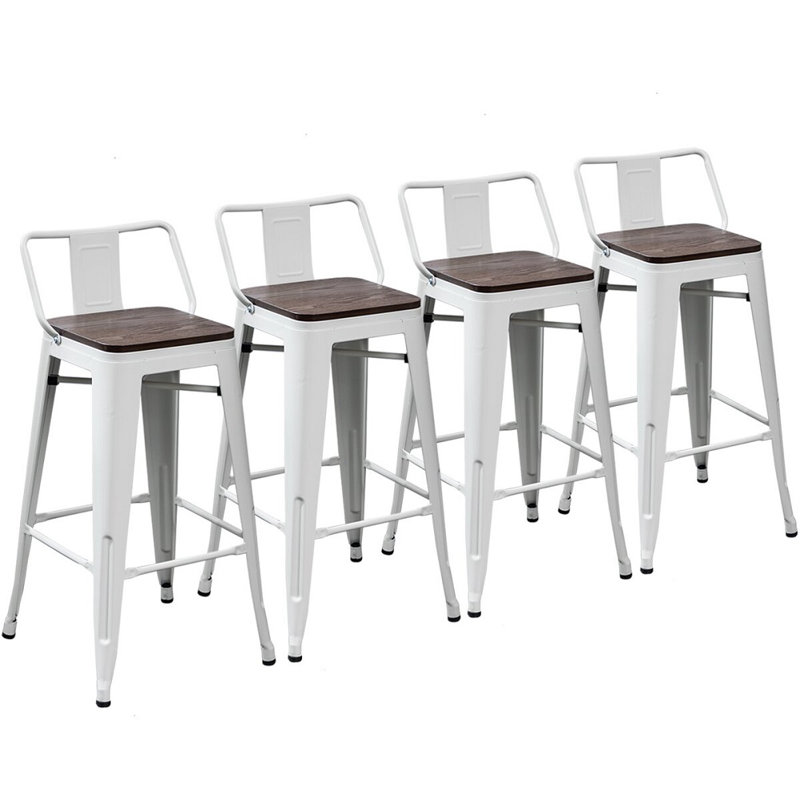 Saleh Counter Stool with Metal Frame, Off White, Counter Stool (24" Seat Height)