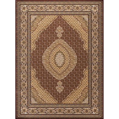 Luxury Red Area Rug Measuring 5 Ft. 3 In. X 7 In., Featuring Medallion And    , Machine-Made, 100% Polypropylene, Stain , For Formal Spaces Rectangle With Classic Pattern, Ornate Traditional Style,