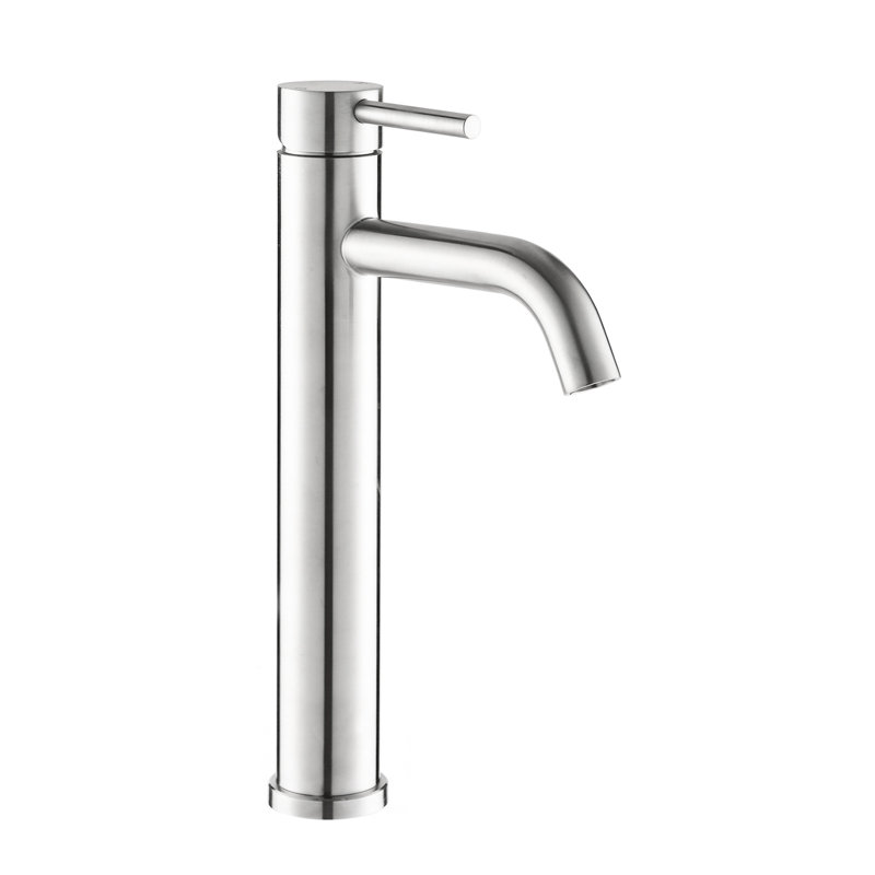 Robinet de salle de bain en nickel brossé - Grand robinet de lavabo monotrou moderne à un trou, Nickel brossé