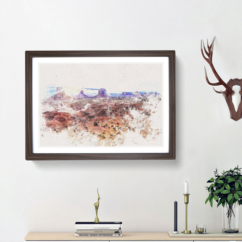 Monument Valley - Framed Print, 45cm H x 63cm W x 2cm D, Walnut Framed