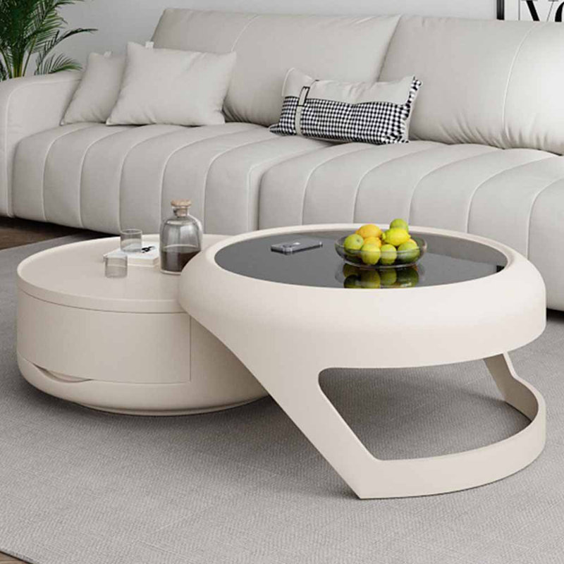 Table à thé ronde rétractable New Style, Blanc, Blacks Blanc