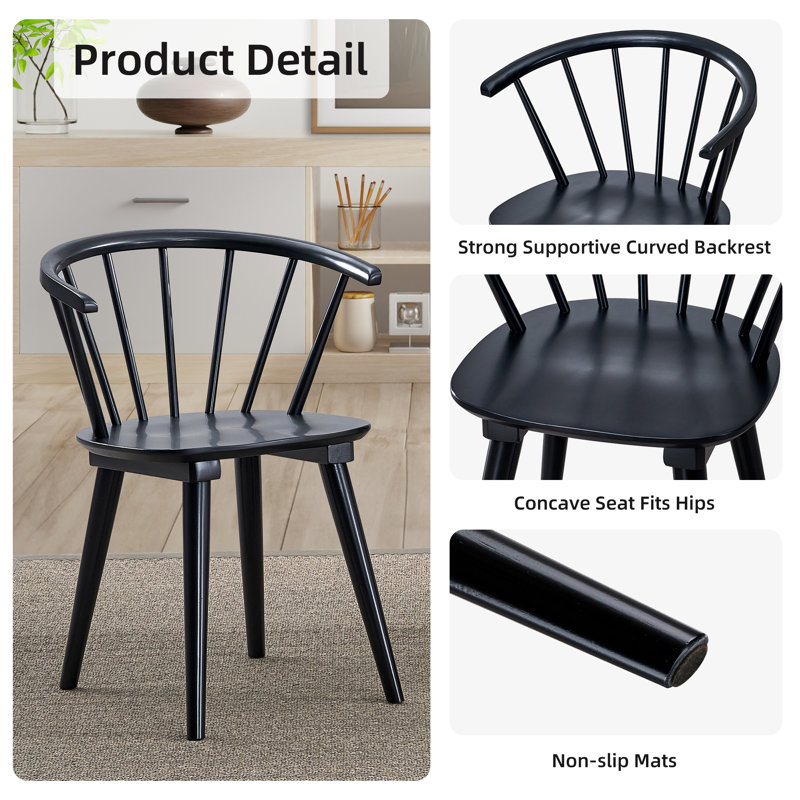 Majidah Solid Wood Arm Chair in Black