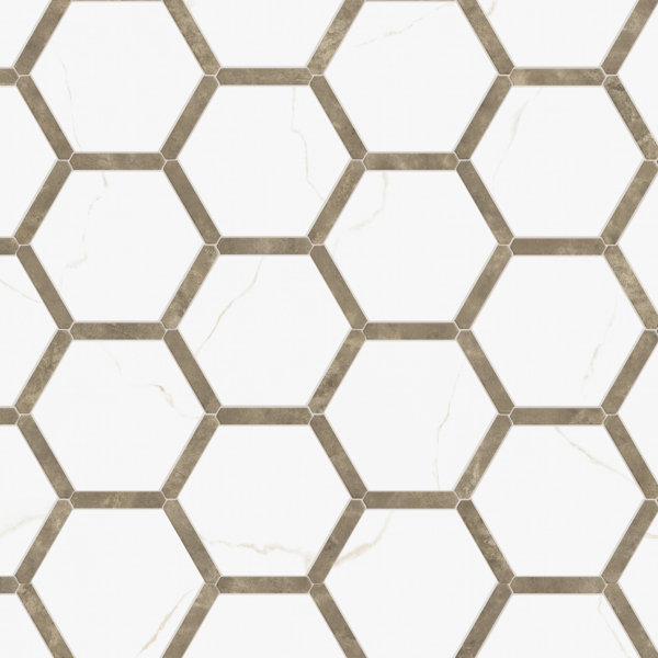 Marcotto Panal 9" x 10" Porcelain Marble Look Wall & Floor Tile