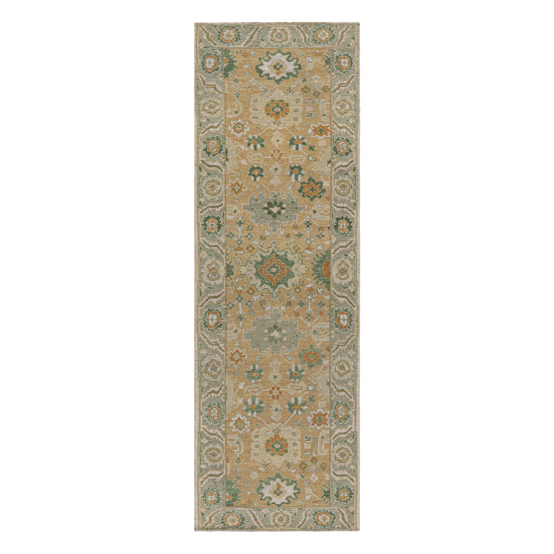 Hand Knotted Geometric Area Rug, Runner 3' x 8'