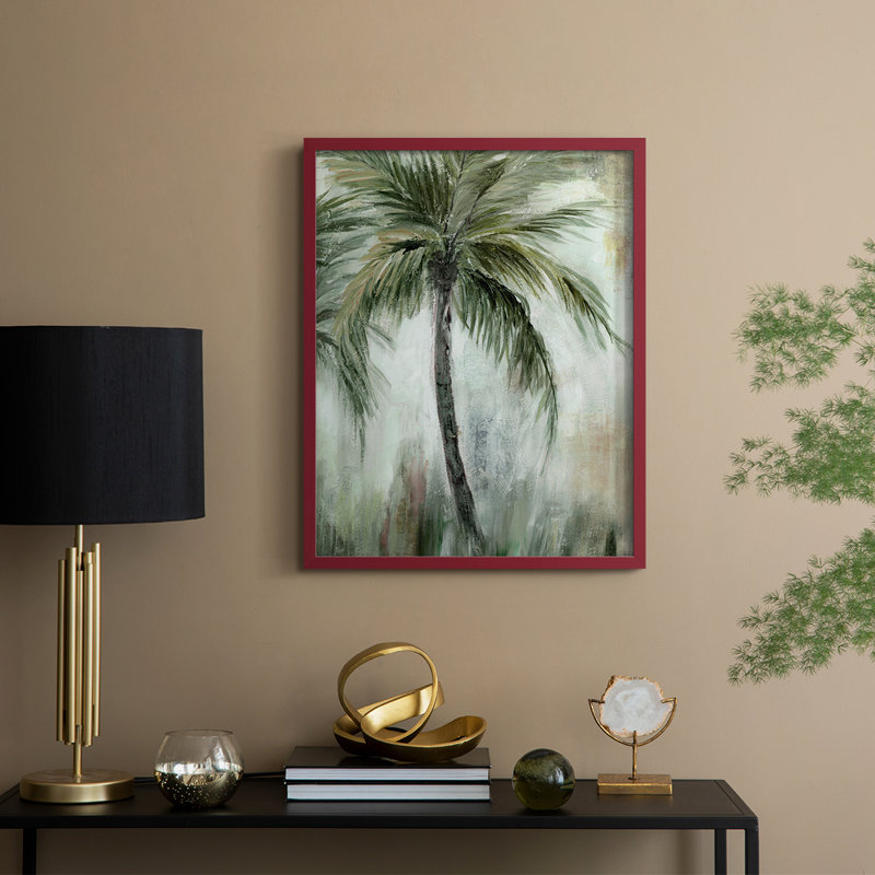 «Tropical Palm I», reproduction encadrée - bois massif, H 30 po x l 24 po, Rouge