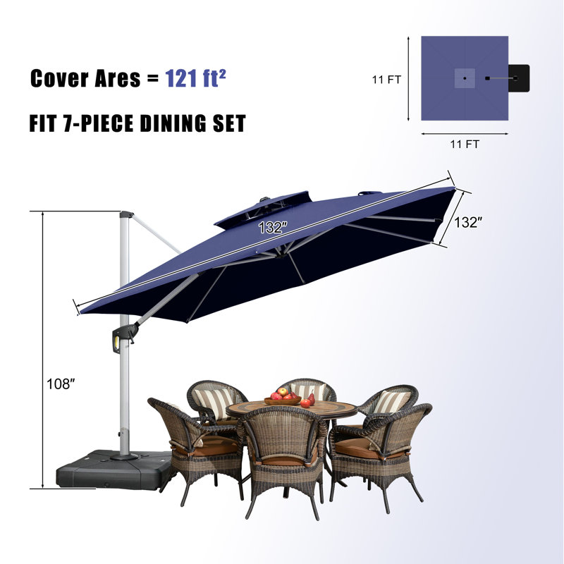 335cm Cantilever Parasol, Navy Blue