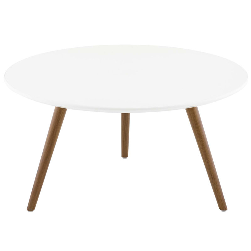 Carson Carrington Bata Round Artificial Marble Coffee Table by Modway, Walnut, 14.5" H x 39.5" L x 39.5" W