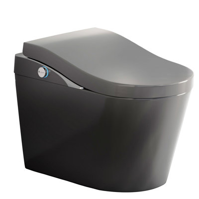 Modern Toilet With Bidet Function, Automatic Open And Close, Auto Flush, Heated Seat, Warm Water Wash, Built - In Deodorizer Grey, Porcelain Construction Open/Close, Foam Adjustable Settings Matte
