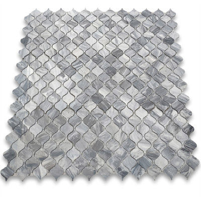 Bardiglio 12" x 12" Marble Arabesque Mosaic Wall & Floor Tile