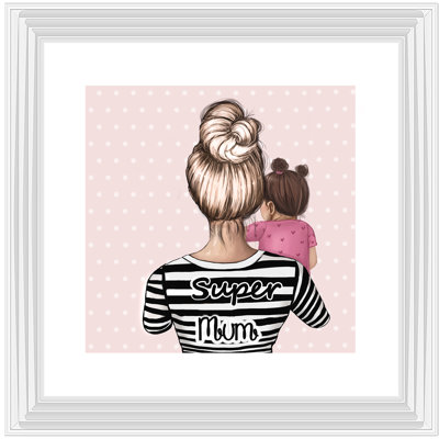 Blonde Super Mum And Daughter - Single Picture Frame Print