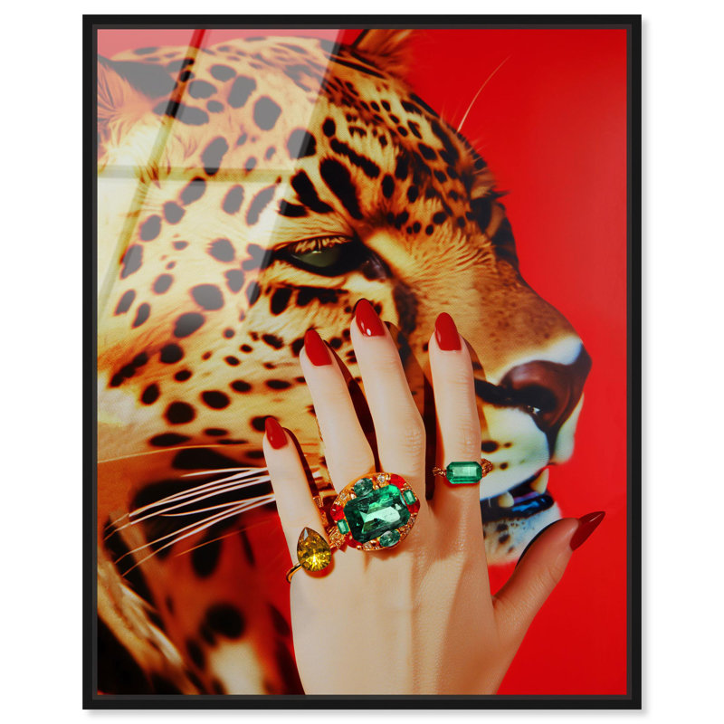 Oliver Gal Wild Hand Fashion & Animals - Framed Acrylic Glass Wall Art, 45" H x 36" W, Black