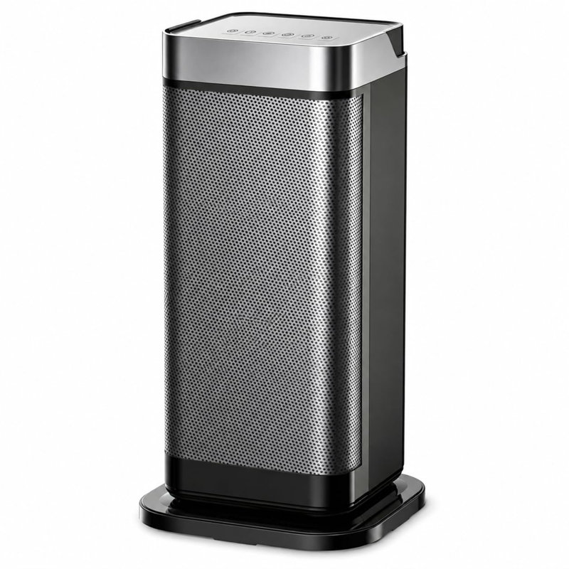 Chauffage d'appoint en céramique PTC 1500 W, ventilateur électrique portatif 750 W (faible puissance), protection contre la surchauffe et le basculement, noir