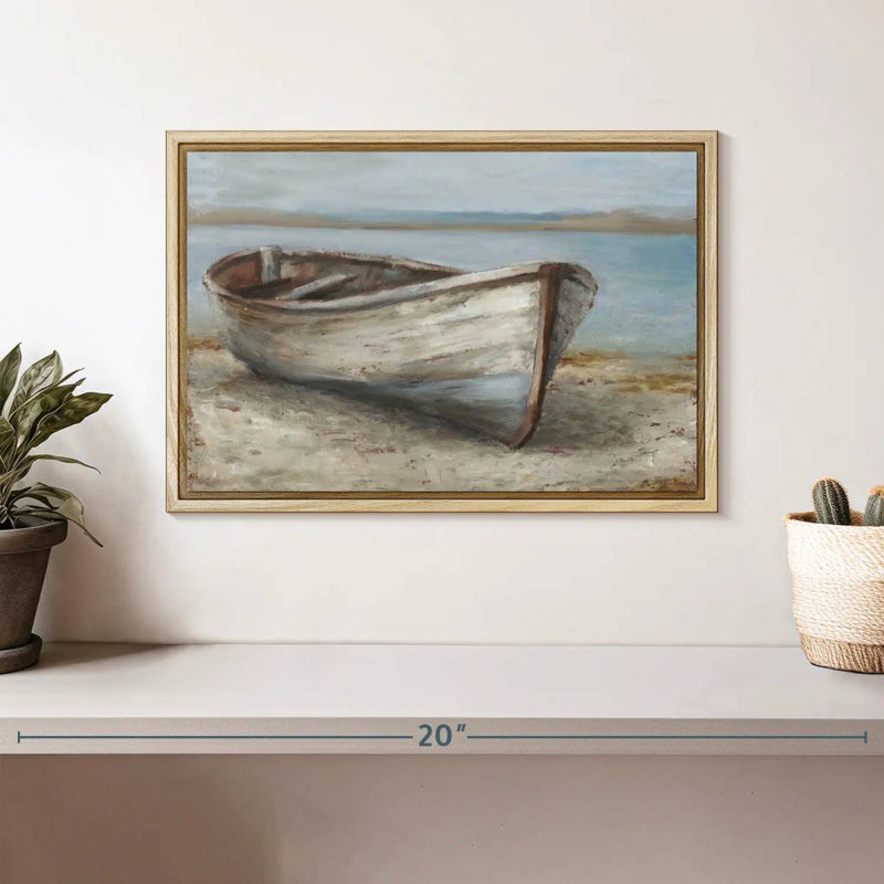 Bateau blanchi à la chaux I, Cadre flottant en bois naturel, 13 po x 9 po
