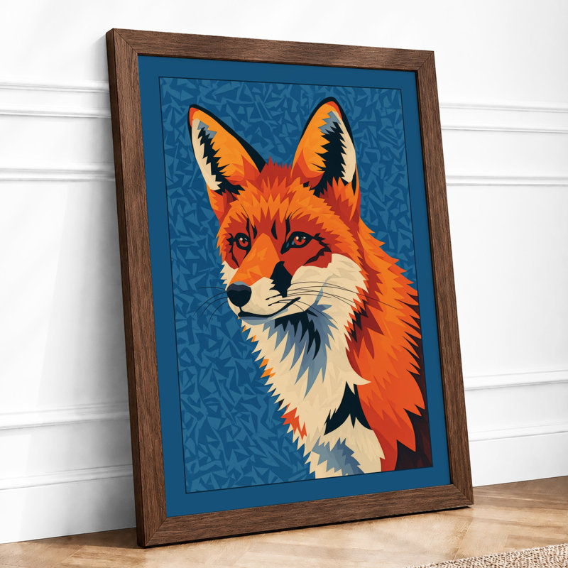 Alert Fox Modern - Framed Print, A3 - 42.0 x 29.7 cm, Walnut