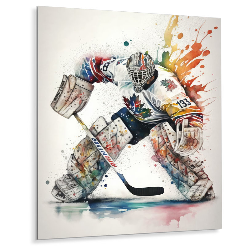 Hockey Hockey II - Décoration murale moderne en métal, H 32 po x l 24 po x P 1 po