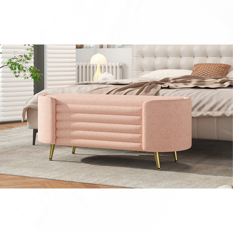 Banc de rangement rembourré Modern End, Pink, Pink