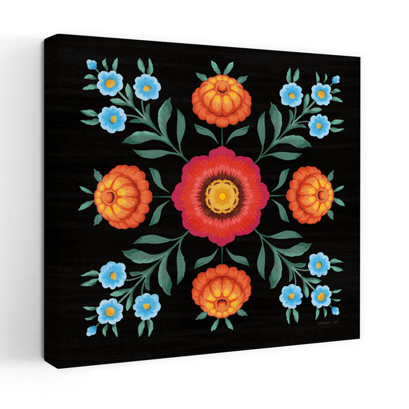 Art contemporain Dia De Los Muertos X avec jour bleu des morts, H 48 po x l 48 po