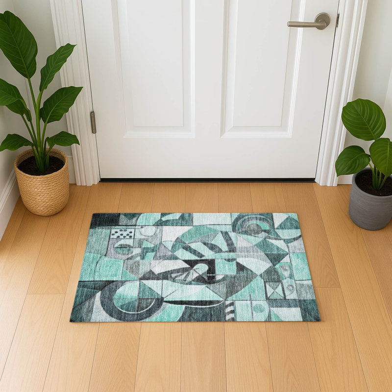 Premium Machine Washable Lubbers AMF1758 Abstract Rug, Rectangle 1'8" x 2'6"
