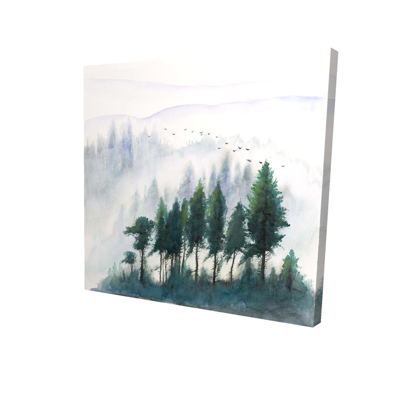 Paysage de montagnes à l'aquarelle - Art sur toile pour la décoration intérieure