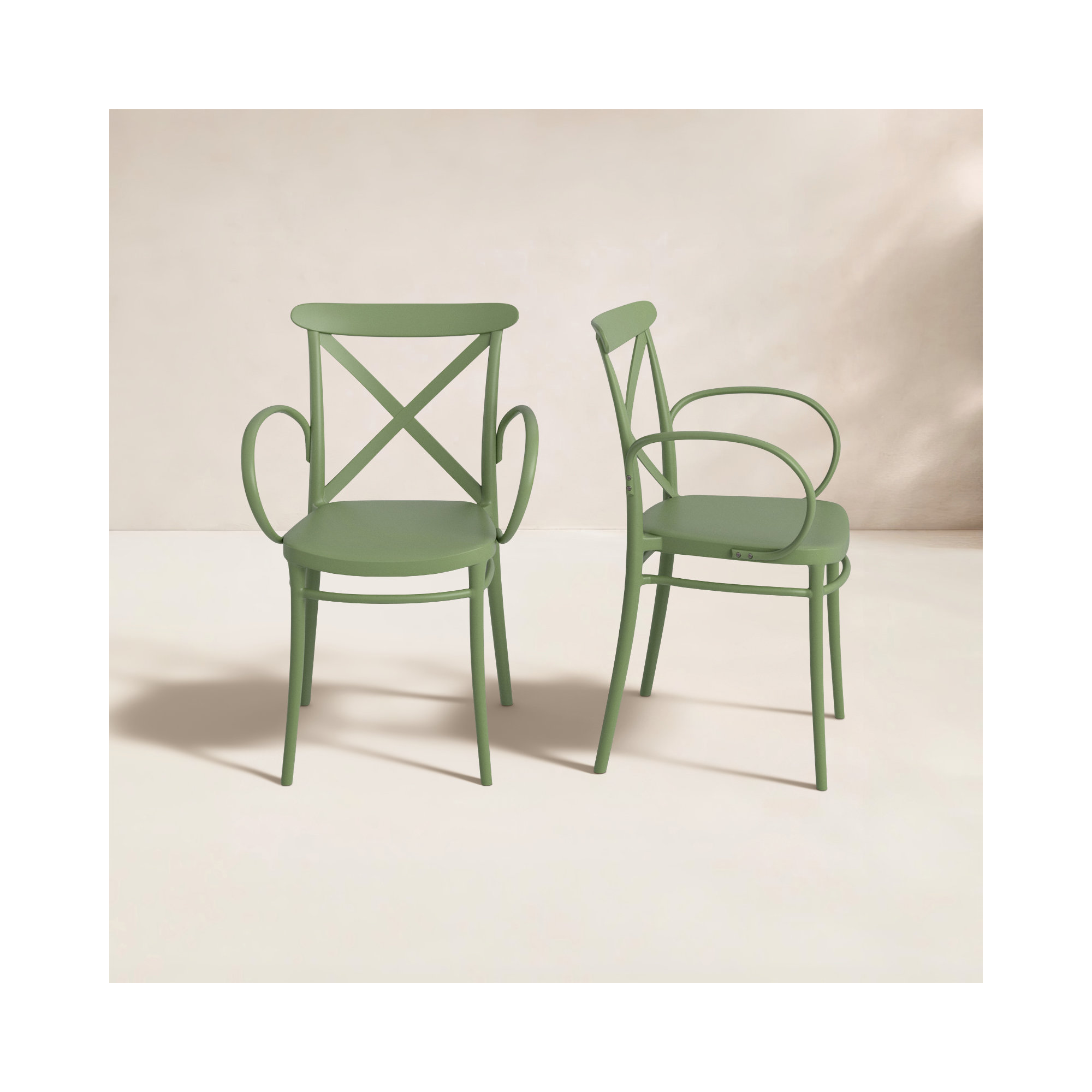 Kenne Anco Stacking Patio Dining Armchair, Olive Green