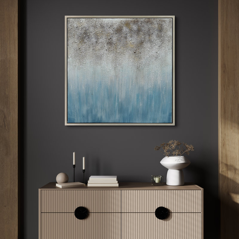 "Blue Shadow", art mural sur toile métallique texturé et scintillant par Martin Edwards