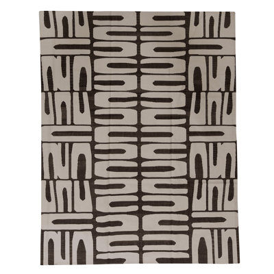 Flatweave Wool Ikat Area Rug in Espresso