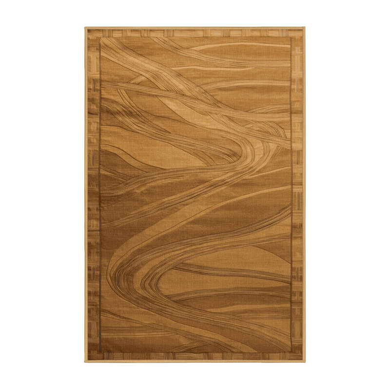 Tapis art déco brun lavable à la machine, Rectangulaire 2 pi x 3 pi
