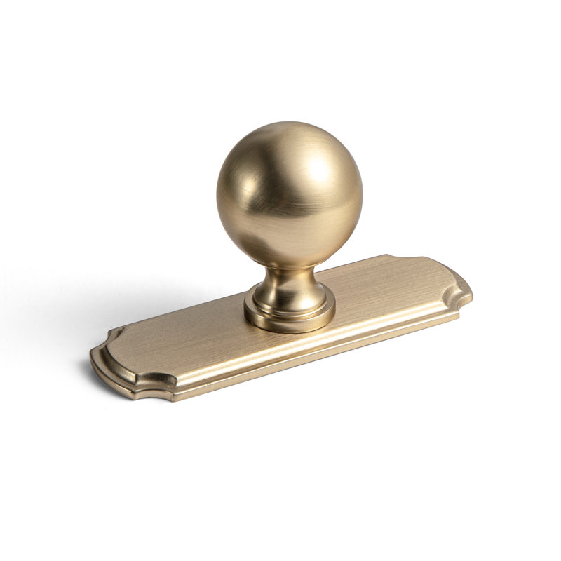 Poignée ronde solide avec contre-plaque (23293), Bronze champagne