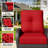 2-Person PE Wicker Outdoor Patio Set With Chairs, Ottomans, Side Table & Red Cushions-984046791