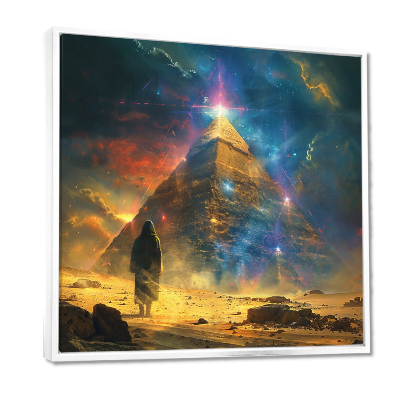«Meditations Of Antiquity Pyramids - Abstract Landscape», reproduction d'art mural, Cadre flottant blanc, H 16 po x l 16 po