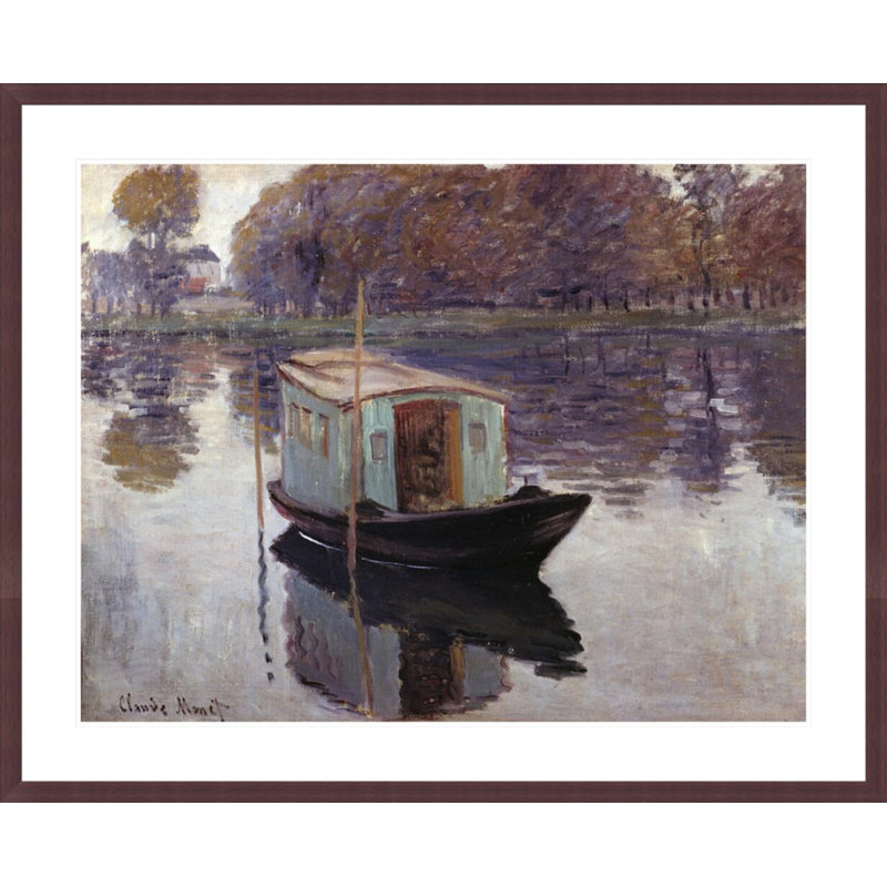 «Monet's Studio Boat» par Claude Monet, impression giclée encadrée, H 33,5 po x l 41,31 po