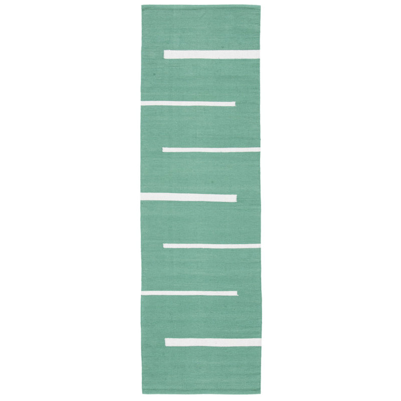 Estine Hand Woven Cotton Striped Rug, Runner 2'3" x 8'