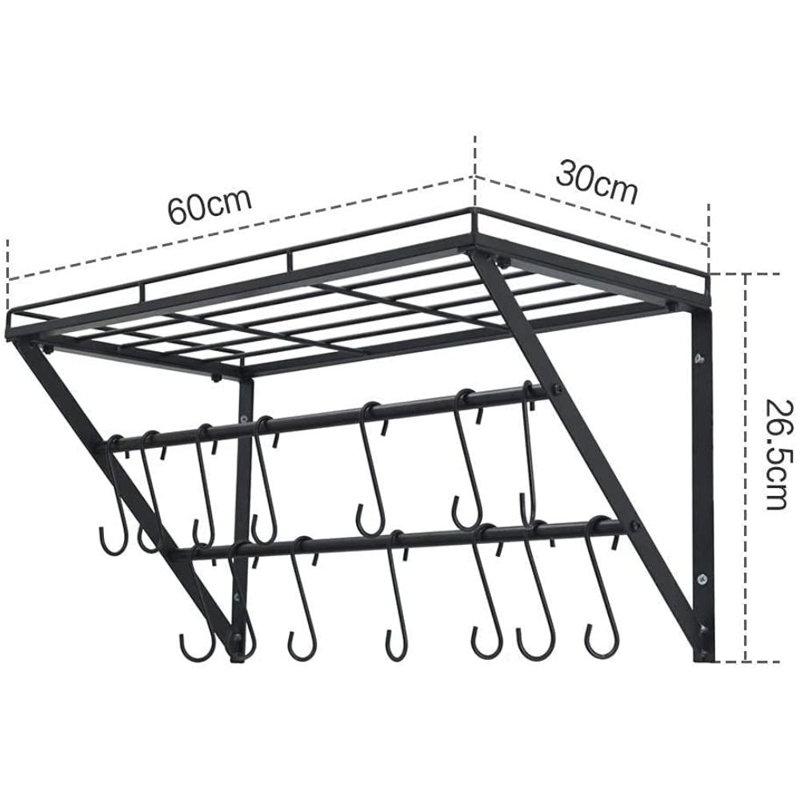 Metal Rectangle Wall Mounted Pot Rack