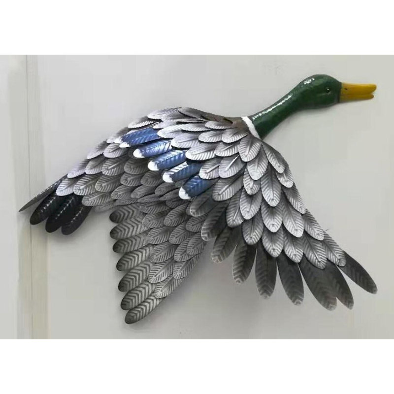 Décoration murale canard en métal en vol
